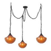 Alora Mood MP651312 Farrah 3-lt 12" Multi Pendant - Matte Black/Amber Opal Glass