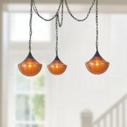 Alora Mood MP651312 Farrah 3-lt 12" Multi Pendant - Matte Black/Amber Opal Glass