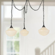 Alora Mood MP651312 Farrah 3-lt 12" Multi Pendant - Matte Black/Glossy Ribbed Opal Glass