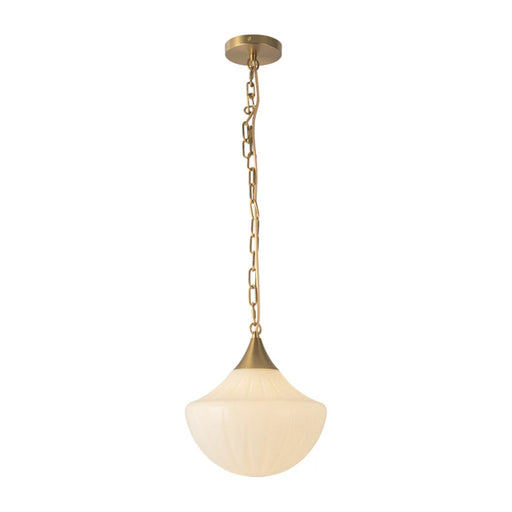 Alora Mood PD651012 Farrah 1-lt 12" Pendant - Brushed Gold/Glossy Ribbed Opal