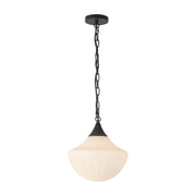Alora Mood PD651012 Farrah 1-lt 12" Pendant - Matte Black/Glossy Ribbed Opal