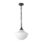 Alora Mood PD651012 Farrah 1-lt 12" Pendant - Matte Black/Glossy Ribbed Opal