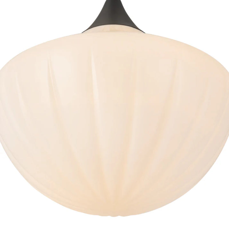Alora Mood PD651012 Farrah 1-lt 12" Pendant - Matte Black/Glossy Ribbed Opal