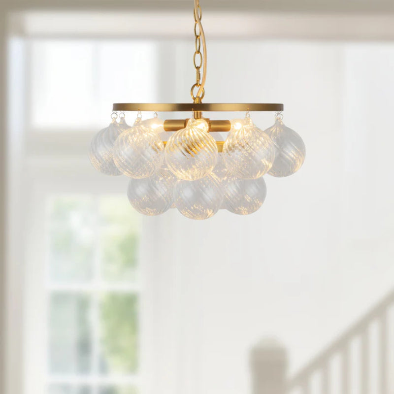 Alora Mood CH654318 Faye 3-lt 18" Chandelier - Brushed Gold/Clear Ribbed Glass