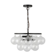 Alora Mood CH654318 Faye 3-lt 18" Chandelier - Matte Black/Clear Ribbed Glass
