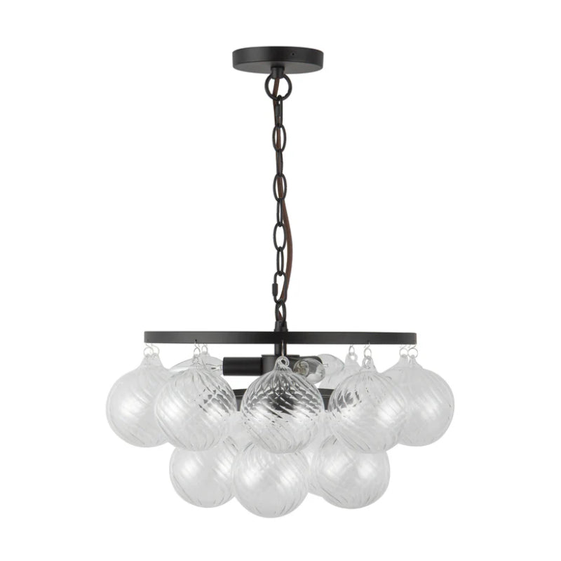 Alora Mood CH654318 Faye 3-lt 18" Chandelier - Matte Black/Clear Ribbed Glass