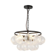 Alora Mood CH654318 Faye 3-lt 18" Chandelier - Matte Black/Clear Ribbed Glass