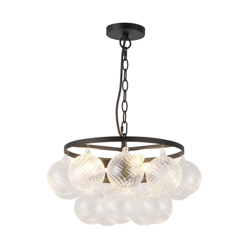 Alora Mood CH654318 Faye 3-lt 18" Chandelier - Matte Black/Clear Ribbed Glass