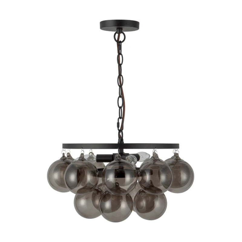 Alora Mood CH654318 Faye 3-lt 18" Chandelier - Matte Black/Smoked Glass