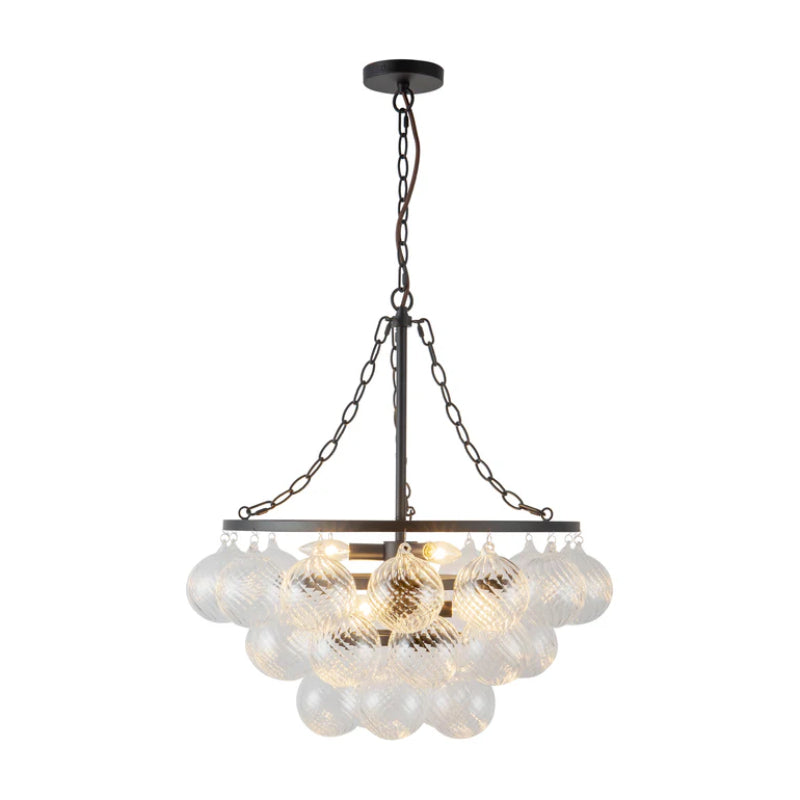 Alora Mood CH654624 Faye 6-lt 24" Chandelier - Matte Black/Clear Ribbed Glass
