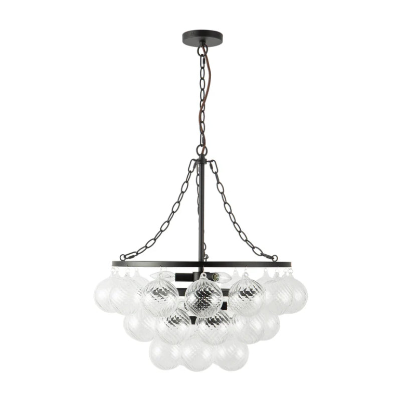 Alora Mood CH654624 Faye 6-lt 24" Chandelier - Matte Black/Clear Ribbed Glass