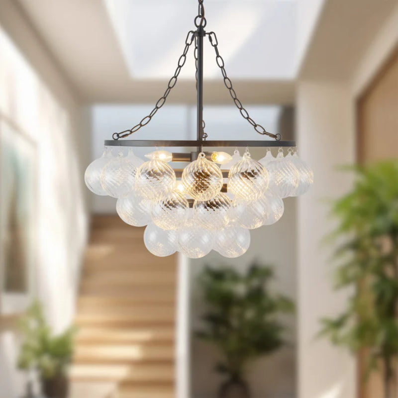 Alora Mood CH654624 Faye 6-lt 24" Chandelier - Matte Black/Clear Ribbed Glass