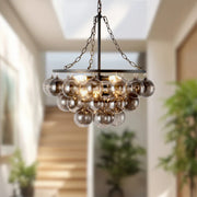 Alora Mood CH654624 Faye 6-lt 24" Chandelier - Matte Black/Smoked Glass