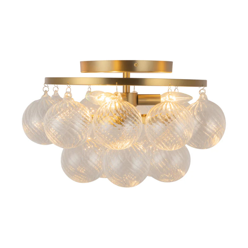 Alora Mood SF654318 Faye 3-lt 18" Semi-Flush Mount - Brushed Gold/Clear Ribbed Glass