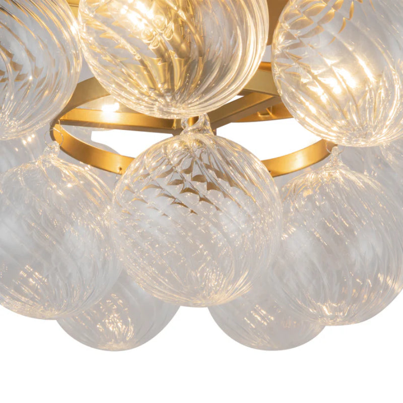 Alora Mood SF654318 Faye 3-lt 18" Semi-Flush Mount - Brushed Gold/Clear Ribbed Glass