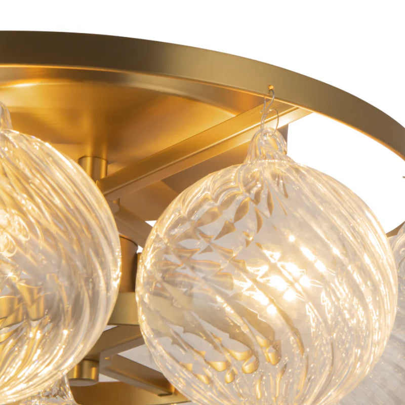 Alora Mood SF654318 Faye 3-lt 18" Semi-Flush Mount - Brushed Gold/Clear Ribbed Glass