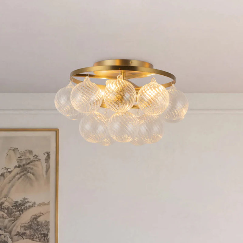 Alora Mood SF654318 Faye 3-lt 18" Semi-Flush Mount- Brushed Gold/Clear Ribbed Glass