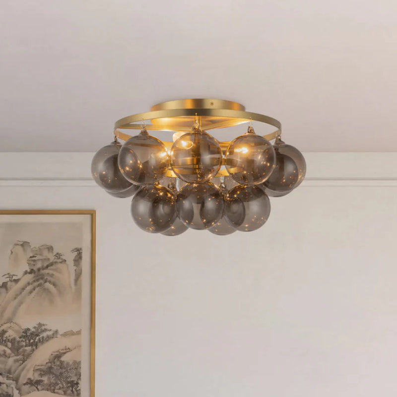 Alora Mood SF654318 Faye 3-lt 18" Semi-Flush Mount - Brushed Gold/Smoked Glass