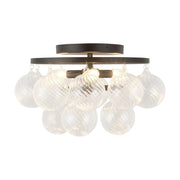 Alora Mood SF654318 Faye 3-lt 18" Semi-Flush Mount - Matte Black/Clear Ribbed Glass