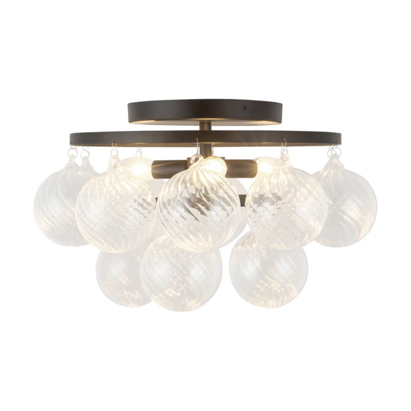 Alora Mood SF654318 Faye 3-lt 18" Semi-Flush Mount - Matte Black/Clear Ribbed Glass