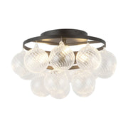 Alora Mood SF654318 Faye 3-lt 18" Semi-Flush Mount - Matte Black/Clear Ribbed Glass