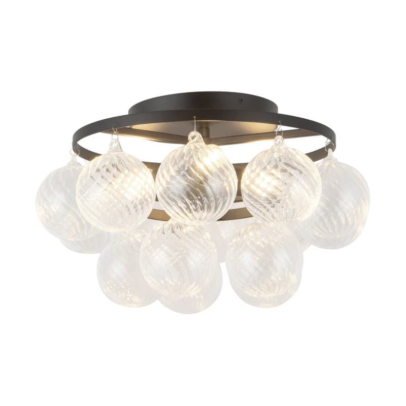 Alora Mood SF654318 Faye 3-lt 18" Semi-Flush Mount - Matte Black/Clear Ribbed Glass