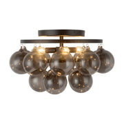 Alora Mood SF654318 Faye 3-lt 18" Semi-Flush Mount - Matte Black/Smoked Glass
