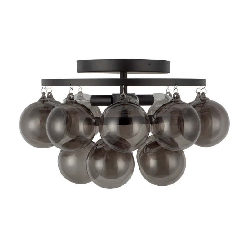 Alora Mood SF654318 Faye 3-lt 18" Semi-Flush Mount - Matte Black/Smoked Glass