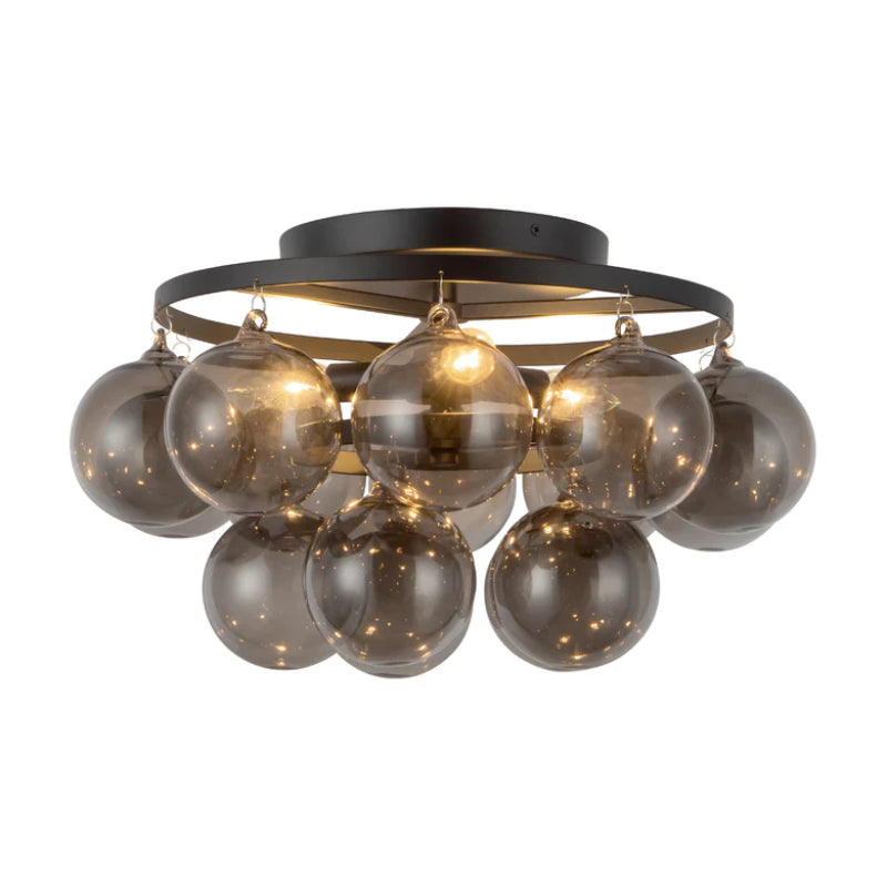 Alora Mood SF654318 Faye 3-lt 18" Semi-Flush Mount - Matte Black/Smoked Glass