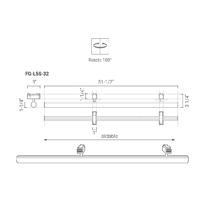 Elite FG-L5S-32 Groove 32" 48V Linear Surface Light
