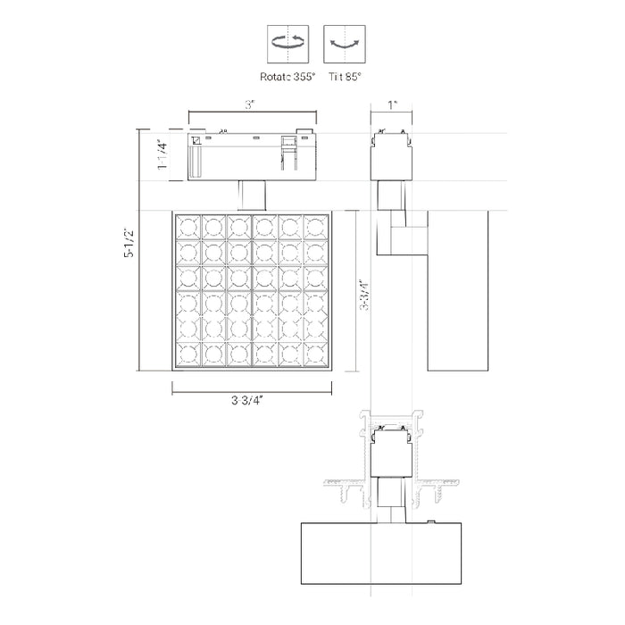 Elite FG-T7-3 Groove 48V Square Track Light