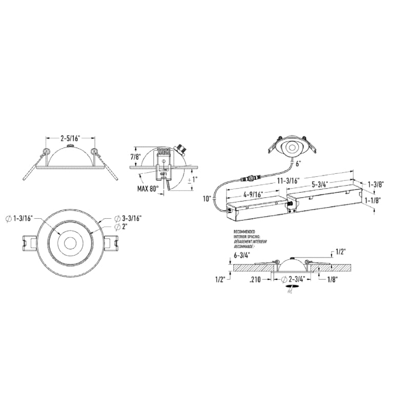 Dals FGM2-CDW Pivot 2" Flat Round Gimbal Recessed, 5CCT+Dim-to-Warm