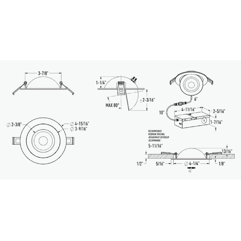 Dals FGM4-CDW Pivot 4" Flat Round Gimbal Recessed, 5CCT+Dim-to-Warm