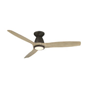 Modern Forms FH-W2202-54L Skylark Flush 54" Outdoor Ceiling Fan with LED Light Kit, 3000K - Bronze with White Oak Blades