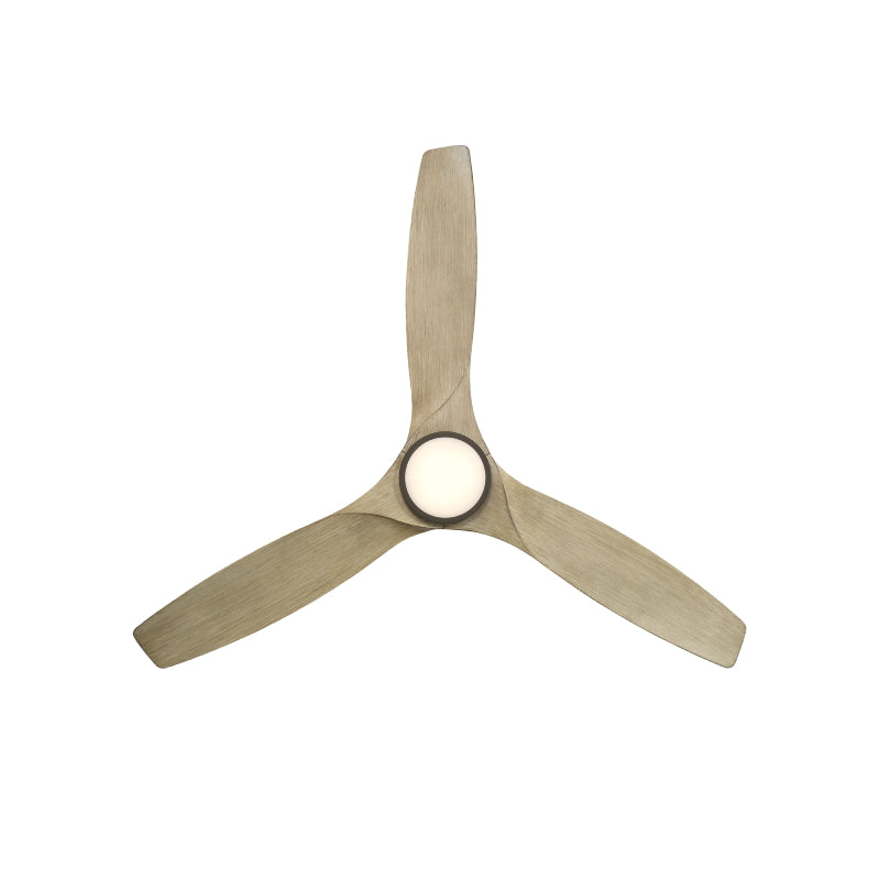 Modern Forms FH-W2202-54L Skylark Flush 54" Outdoor Ceiling Fan with LED Light Kit, 3000K - Bronze with White Oak Blades