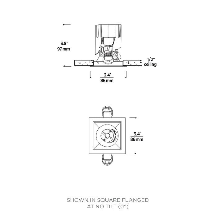 Entra ENCL2SR CL 2" 8W LED Square Flanged Remodel Downlight