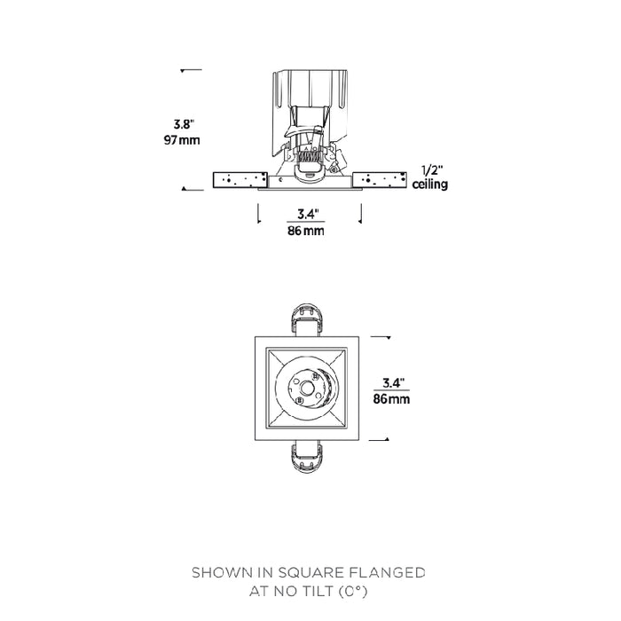 Element ENCL2SR Entra CL 2" 12W LED Square Flanged Adjustable Remodel Downlight