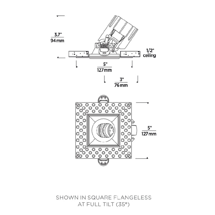 Element ENCL2SR Entra CL 2" 8W LED Square Flangeless Wall Wash Remodel Downlight