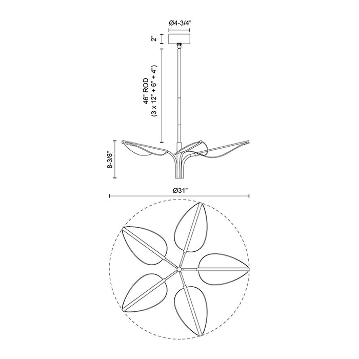 Alora PD321105 Flora 31" LED Pendant