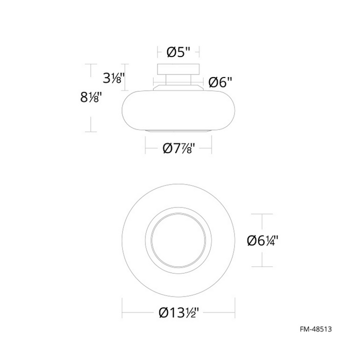 dweLED FM-48513 Doma 1-lt 14" LED Semi-Flush Mount