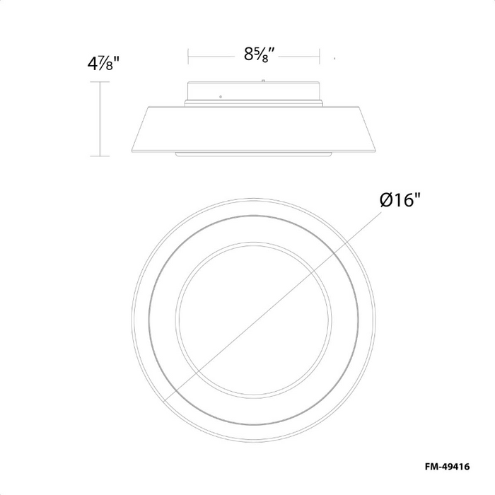 dweLED FM-49416 Chapeau 1-lt 16" LED Flush Mount