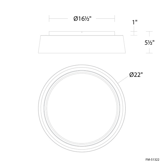 Modern Forms FM-51322 Gilt 1-lt 22" LED Flush Mount