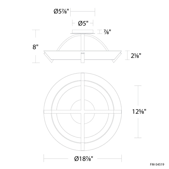 Modern Forms FM-54519 Copa 1-lt 19" LED Flush Mount