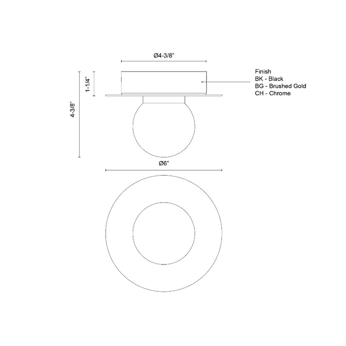 Kuzco FM15506 Elixir 1-lt 6" LED Flush Mount
