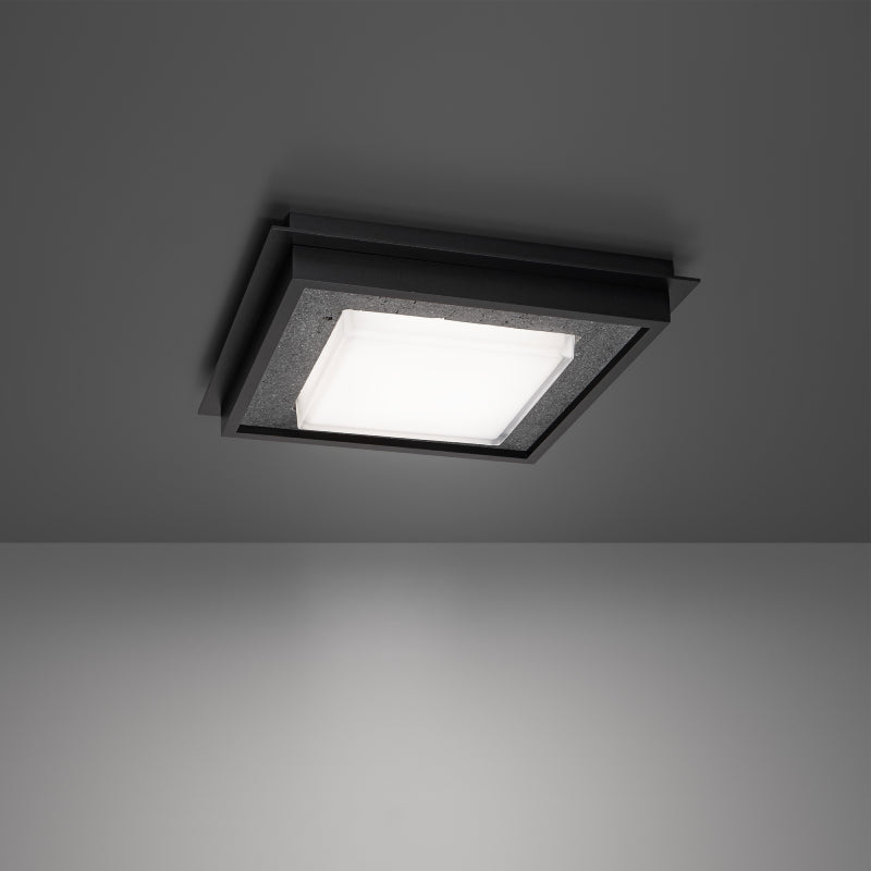 Modern Forms FM212614 Grandstand 1-lt 14" LED Flush Mount, 4CCT Selectable - Basalt Stone/Black