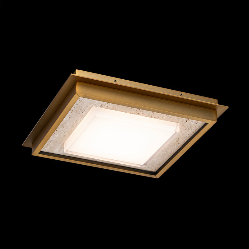 Modern Forms FM212614 Grandstand 1-lt 14" LED Flush Mount, 4CCT Selectable - Beige Travertine/Aged Brass