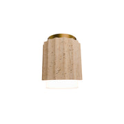 Modern Forms FM222607 Caviar 1-lt 9" Tall LED Flush Mount, 4CCT Selectable - Beige Travertine/Aged Brass