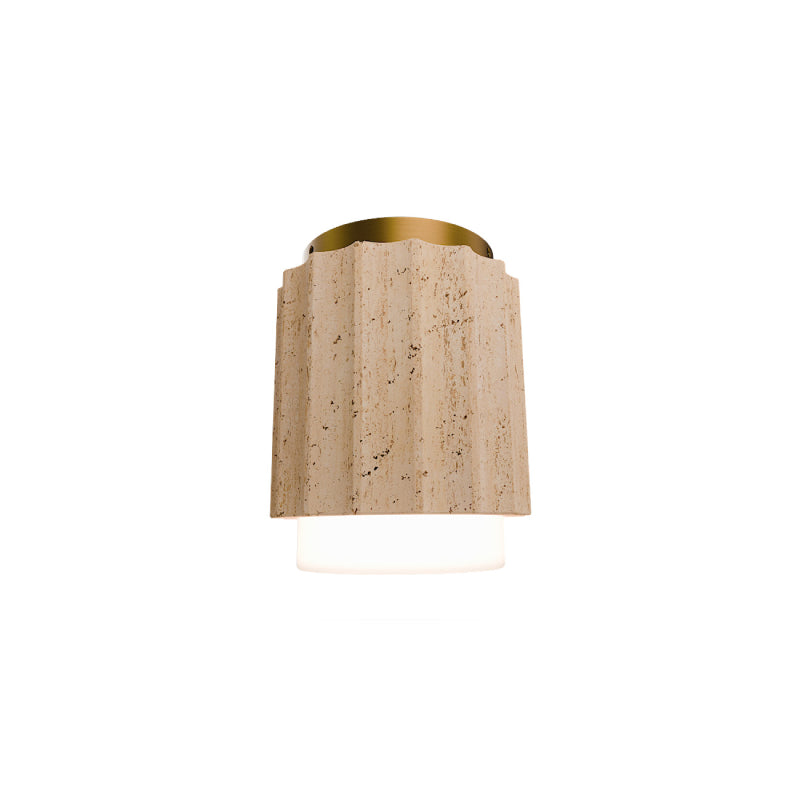 Modern Forms FM222607 Caviar 1-lt 9" Tall LED Flush Mount, 4CCT Selectable - Beige Travertine/Aged Brass