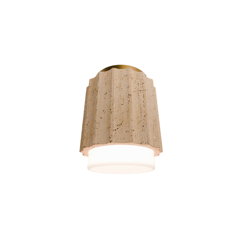 Modern Forms FM222607 Caviar 1-lt 9" Tall LED Flush Mount, 4CCT Selectable - Beige Travertine/Aged Brass