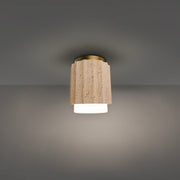 Modern Forms FM222607 Caviar 1-lt 9" Tall LED Flush Mount, 4CCT Selectable - Beige Travertine/Aged Brass